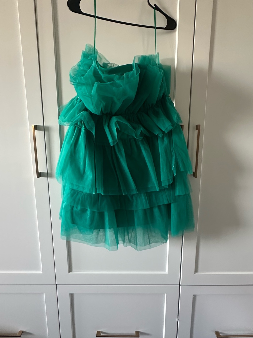 Tiered Ruffle Spaghetti Strap Dress in Teal